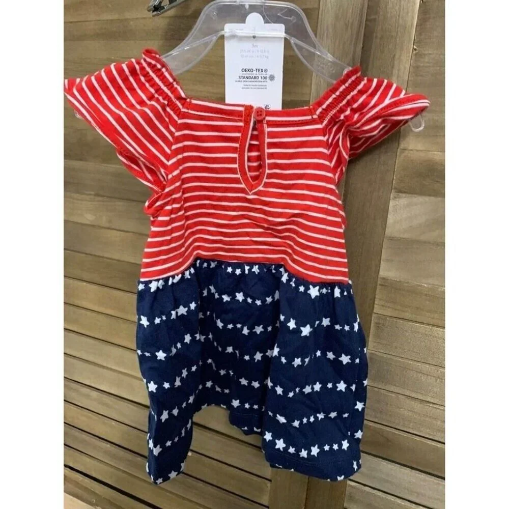 NWT Just One You Baby Girls Americana Patriotic Dress Size 3 Months 4th July Z4